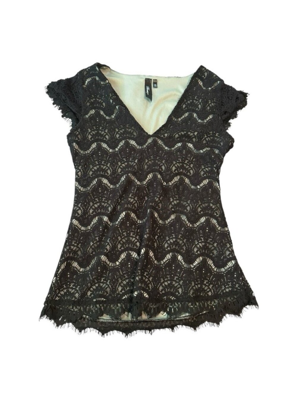 Y2K Boutique Womens M Blouse Black Sleeveless V-neck Whimsigoth Feminine Lace